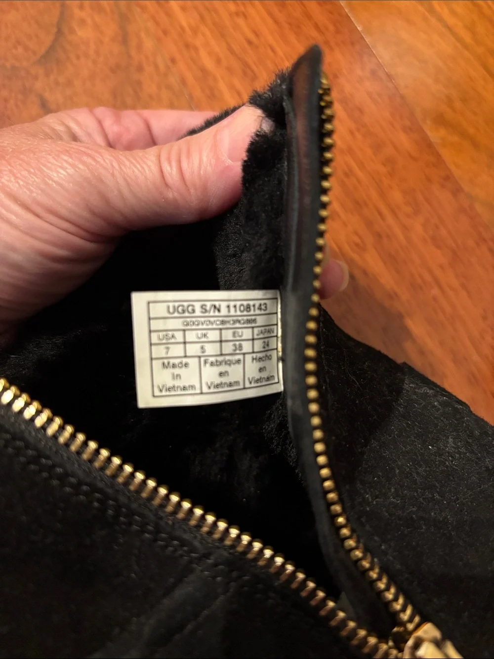 UGG Black Suede Faux Fur Zip Ankle Boots